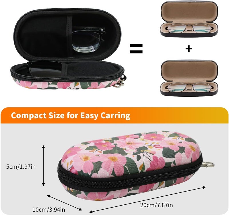FlyingMage Store Double Eyeglasses Case, Hard Shell Dual Sunglasses Organizer with Zipper Clip Travel Glasses Storage for Women Men - Image 5